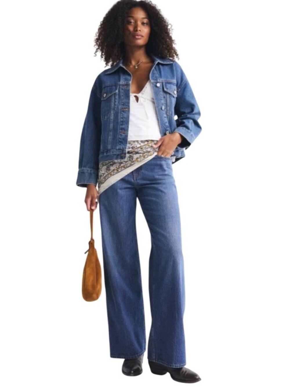 Abercrombie & Fitch High Rise Wide Leg Jeans Curve Love Size 30 Light Wash Denim